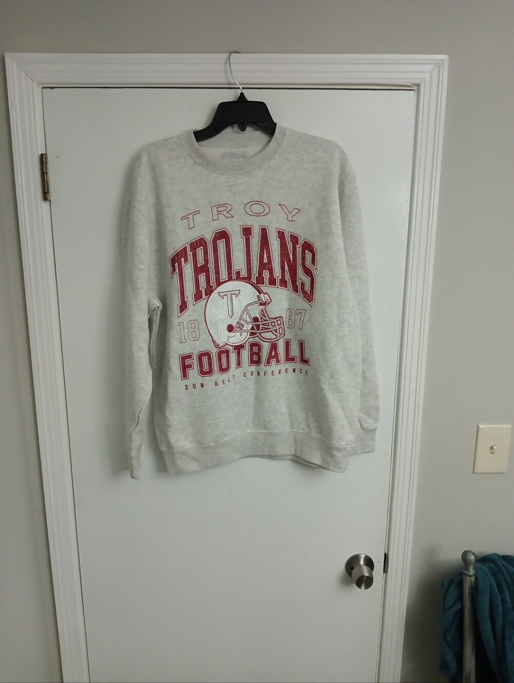 Troy Trojans Gray Crewneck Sweatshirt - Collegiate Football Apparel